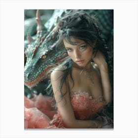 Fairy With A Dragon Canvas Print