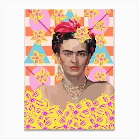 Frida Kahlo with flowers 1 Canvas Print