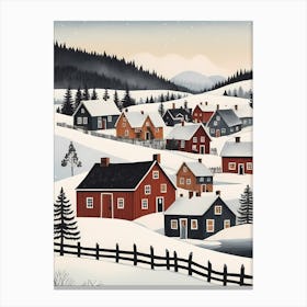 Scandinavian Village Scene Painting (27) Canvas Print