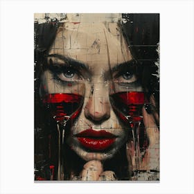 Girl With Red Wine Glasses Canvas Print