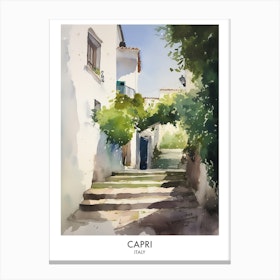 Capri Watercolour Travel Poster 3 Canvas Print