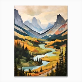 Autumn National Park Painting Yoho National Park British Columbia Canada 2 Canvas Print