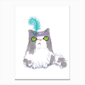 Cat In Feather Hat Canvas Print