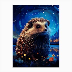 Hedgehog At Night Canvas Print
