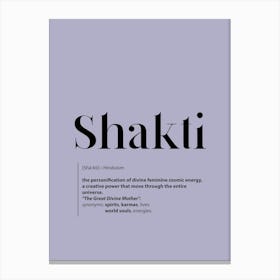 Shakti. Dictionary Definition of Word. Purple Canvas Print