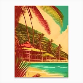 Barbados Vintage Sketch Tropical Destination Canvas Print
