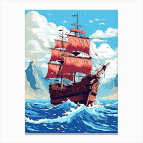 Pirate Ship In The Sea 2 Canvas Print
