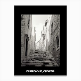 Poster Of Dubrovnik, Croatia, Mediterranean Black And White Photography Analogue 7 Canvas Print