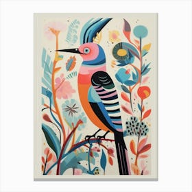 Colourful Scandi Bird Hoopoe 4 Canvas Print