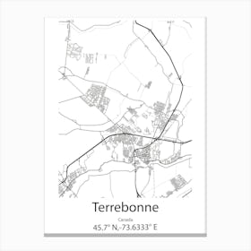 Terrebonne,Canada Minimalist Map Canvas Print