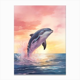 Hectors Dolphin At Sunset 3 Canvas Print