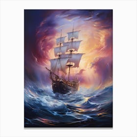 Ship In The Storm 1 Canvas Print