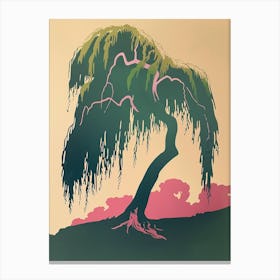 Willow Tree Colourful Illustration 1 Canvas Print