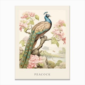 Beatrix Potter Inspired  Animal Watercolour Peacock 1 Canvas Print