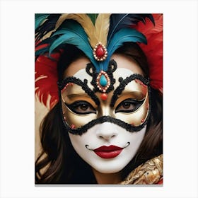 A Woman In A Carnival Mask (8) Canvas Print