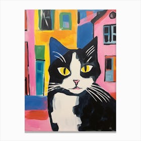 Painting Of A Cat In Turin Italy Canvas Print