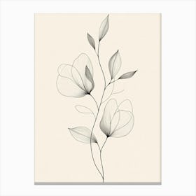 Black And White Flower Drawing Canvas Print