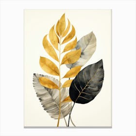 Gold And Black Leaves Canvas Print