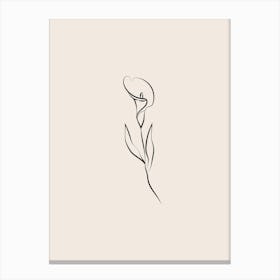 Line Art Flower 3 - Cream Canvas Print