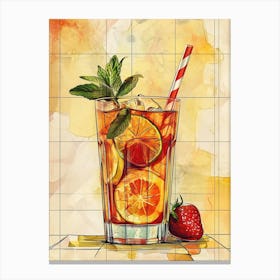 Pimm S Cup Watercolour Inspired Illustration 3 Canvas Print
