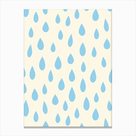 Little Falling Rain Drops Blue on White Canvas Print