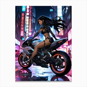 Girl On A Motorcycle 2 Canvas Print