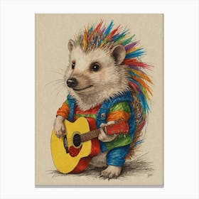 Hedgehog Playing Guitar 20 Canvas Print