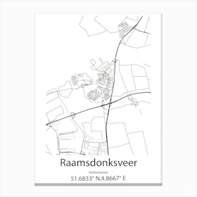 Raamsdonksveer,Netherlands Minimalist Map Canvas Print