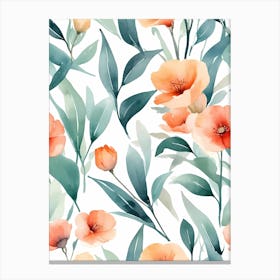 Watercolor Flowers Seamless Pattern Canvas Print