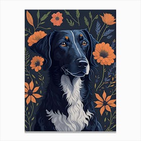 Floral Dog Portrait Boho Minimalism (6) Canvas Print