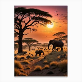 Sunset In The Savannah 6 Canvas Print