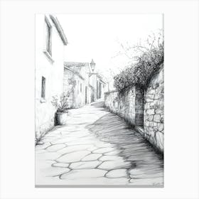 Charcoal Pencil Drawing Tuscany Street Canvas Print