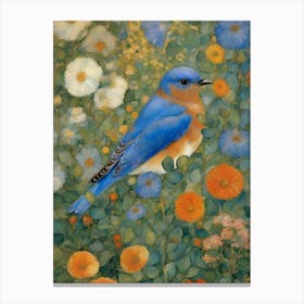 Bluebird in style of Klimt Canvas Print