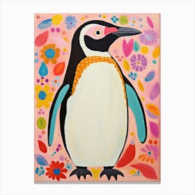 Pink Scandi Penguin 1 Canvas Print