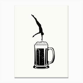 Diving Into A Mug Of Beer Canvas Print