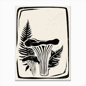 Mushroom Linocut Style 1 Canvas Print