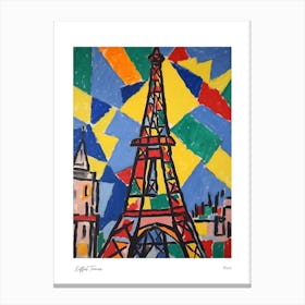 Eiffel Tower Paris Matisse Style 2 Watercolour Travel Poster Canvas Print