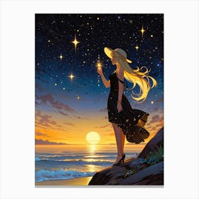 Stargazing Girl 1 Canvas Print