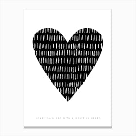 Grateful Heart Black And White Canvas Print