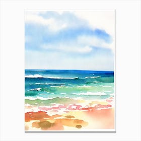 Coogee Beach 5, Sydney, Australia Watercolour Canvas Print