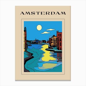 Minimal Design Style Of Amsterdam, Netherlands 1 Poster Canvas Print