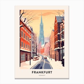 Vintage Winter Travel Poster Frankfurt Germany 1 Canvas Print