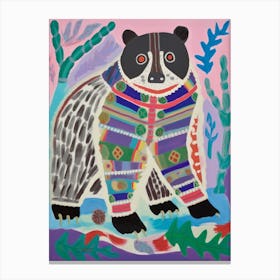 Maximalist Animal Painting Raccoon 7 Canvas Print