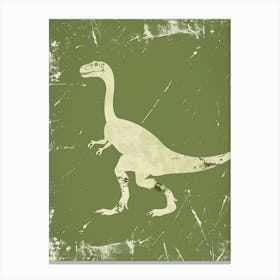 Lime Green Dinosaur Silhouette 3 Canvas Print