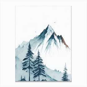 Mountain And Forest In Minimalist Watercolor Vertical Composition 62 Canvas Print