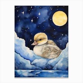 Baby Goose Sleeping In The Clouds Canvas Print