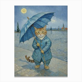 Cat With Umbrella Canvas Print