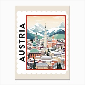 Retro Winter Stamp Poster Salzburg Austria 1 Canvas Print