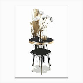 Black And Gold Side Table Canvas Print