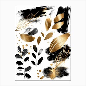 Gold And Black Brush Strokes 50 Canvas Print